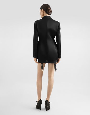 Jakna Dolce & Gabbana Dolce & Gabbana Double-breasted Duchess Satin Jacket With Conical Cups Črna | F27ETTFU106N0000, 2