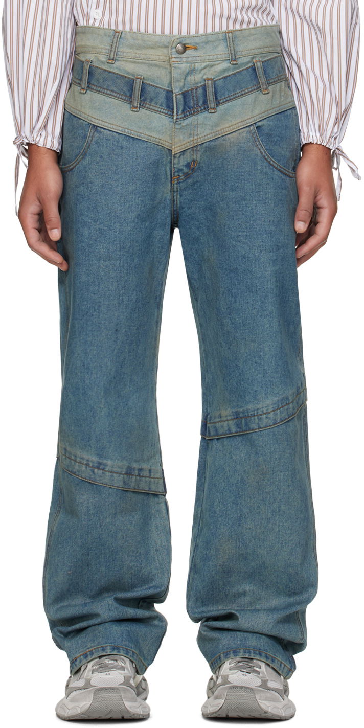 Kavbojke Andersson Bell Layered Wide Leg Jeans Modra | apa740m