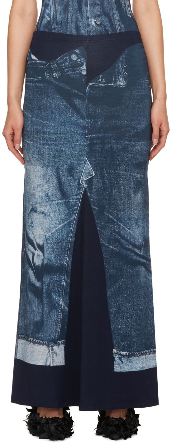 Krila Jean Paul Gaultier Gaultier Trompe L'œil Maxi Skirt Modra | 23/15-F-JU055-J530-5950