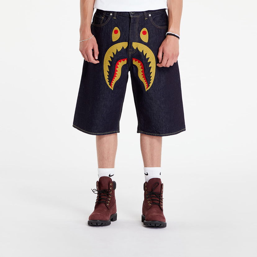 Kratke hlače BAPE A BATHING APE Shark Denim Shorts Indigo Črna | 001DSK301002M ING