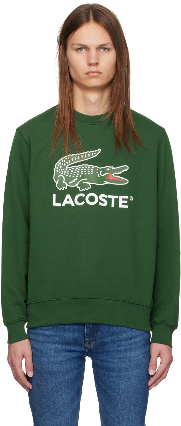 Pulover Lacoste Green Crocodile Print Sweatshirt Zelena | SH1281_132