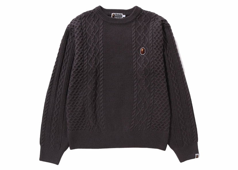 Pleteni pulover BAPE BAPE Ape Head One Point Knit Sweater Gray Siva | 1J80-120-004