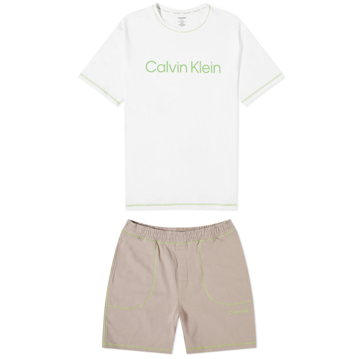 Pižame CALVIN KLEIN Future Shift Short Sleeve Lounge Set Bela | 000NM2471EKDD, 0