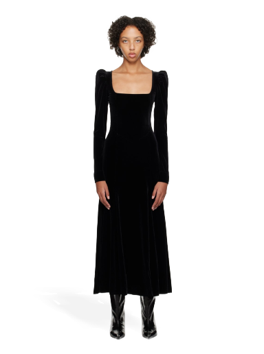 Obleke GANNI Puff Sleeve Maxi Dress Črna | T3701