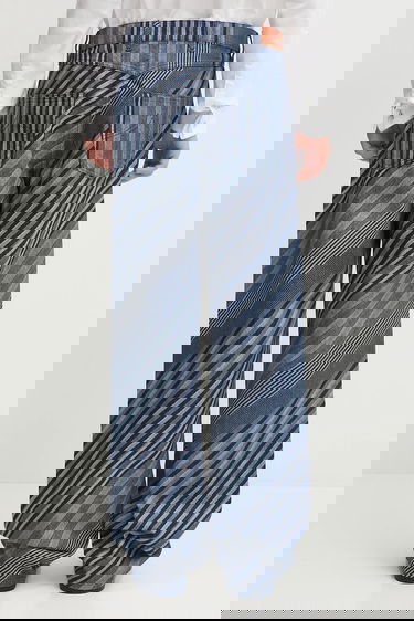 Kavbojke KENZO Kenzo Diagonal Stripe Turn Up Wide Fit Jeans Modra | FF65DP4216Z1, 2