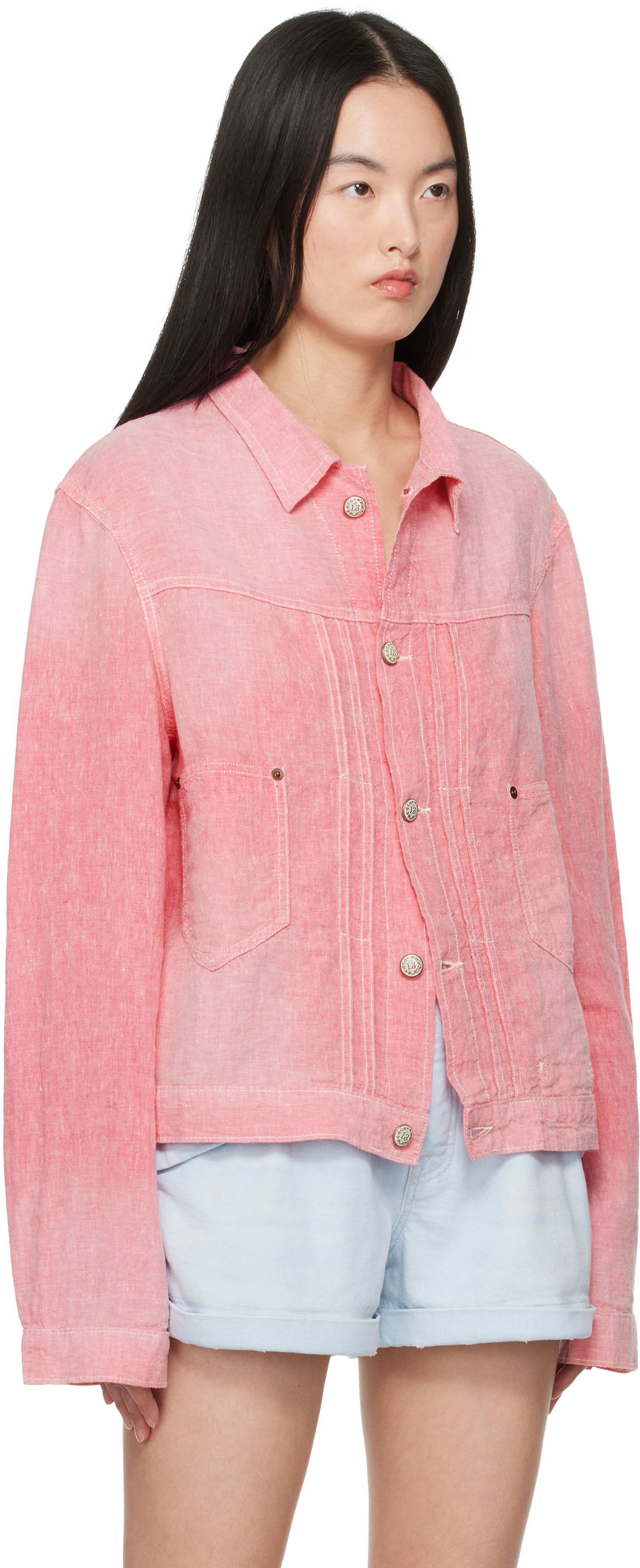 Jakna R13 R13 Relaxed Pleated Trucker Jacket Roza | R13WD165-D313A, 1