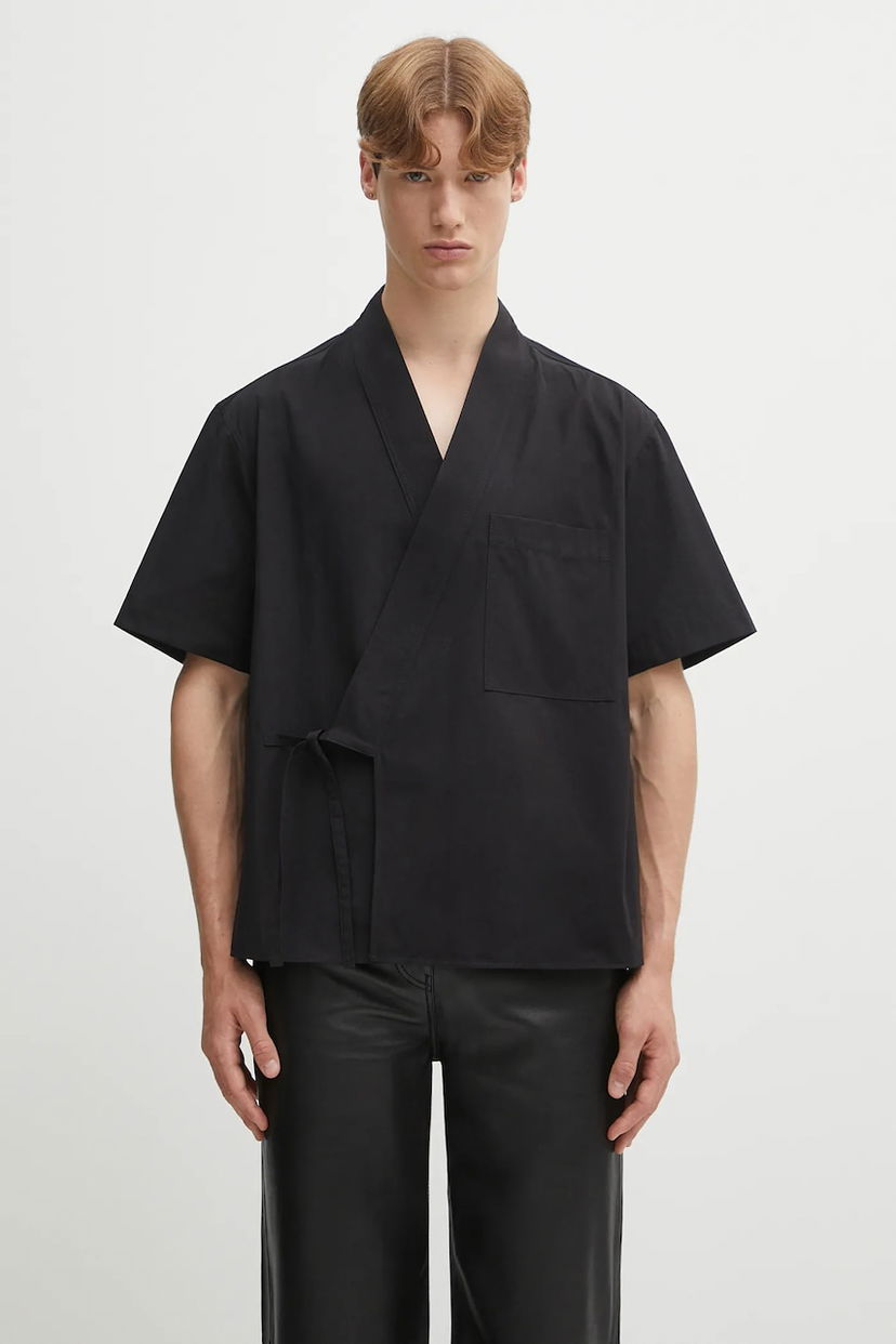 Srajce KENZO Short Sleeve Kimono Shirt - Relaxed Fit Črna | FF65CH1269LP