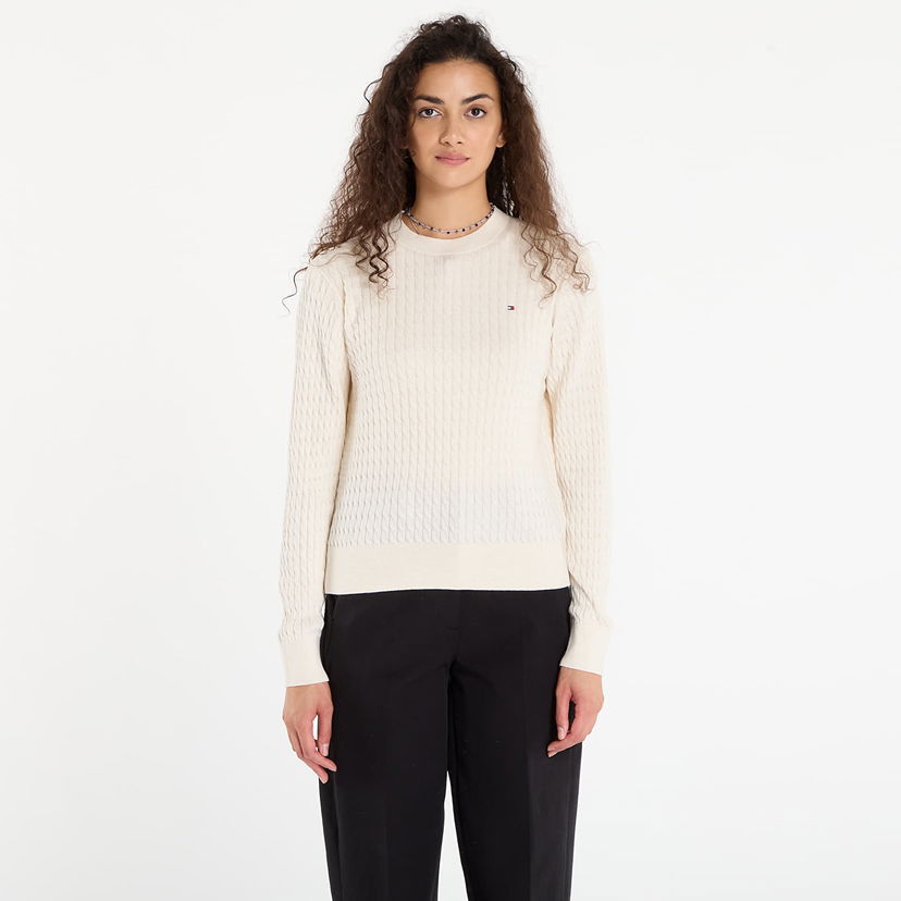 Pleteni pulover Tommy Hilfiger Tommy Hilfiger Cable Fine Knit Sweater Bež | WW0WW44993-0F5