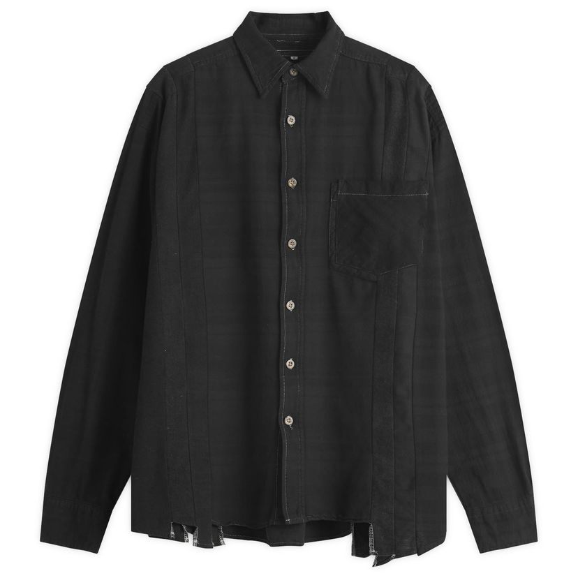 Srajce Needles 7 Cuts Wide Over Dyed Flannel Shirt, Size Large Črna | QV400-C