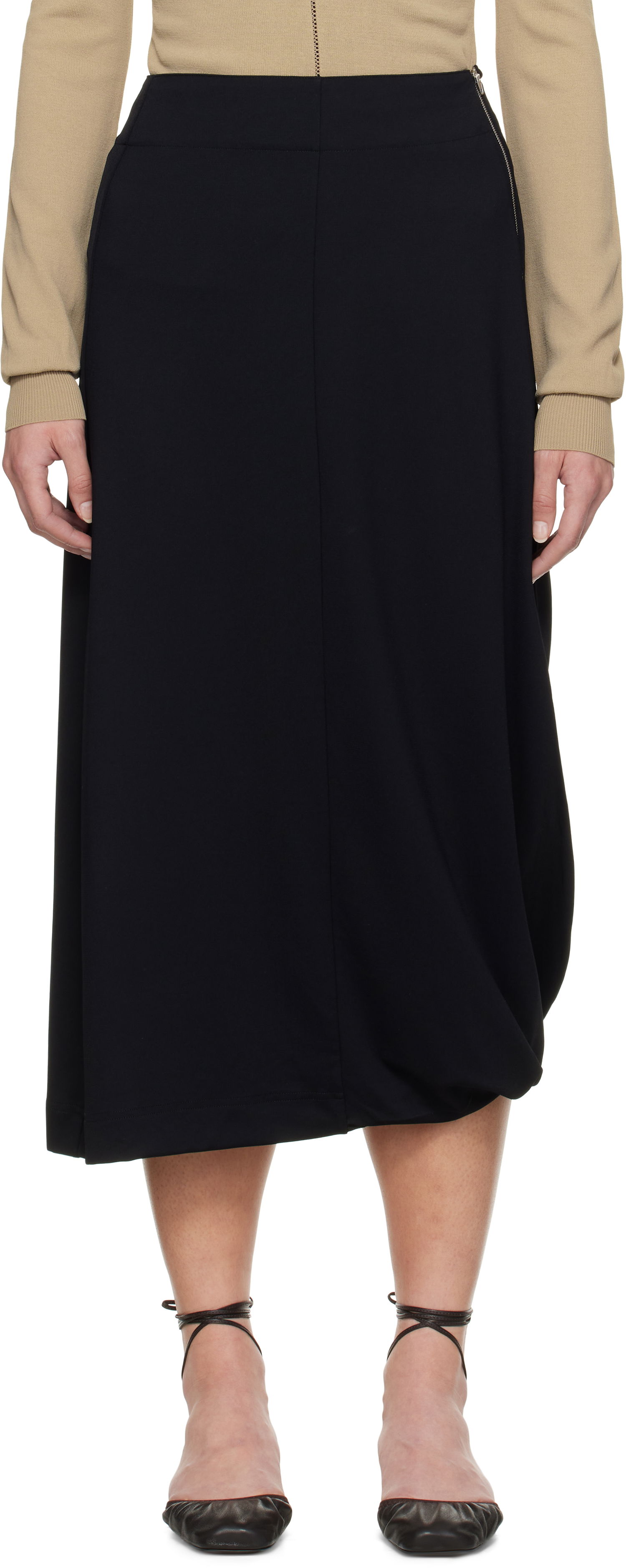 Krila LEMAIRE Lemaire Twisted Hem Midi Skirt Črna | SK1047 LJ1034, 0