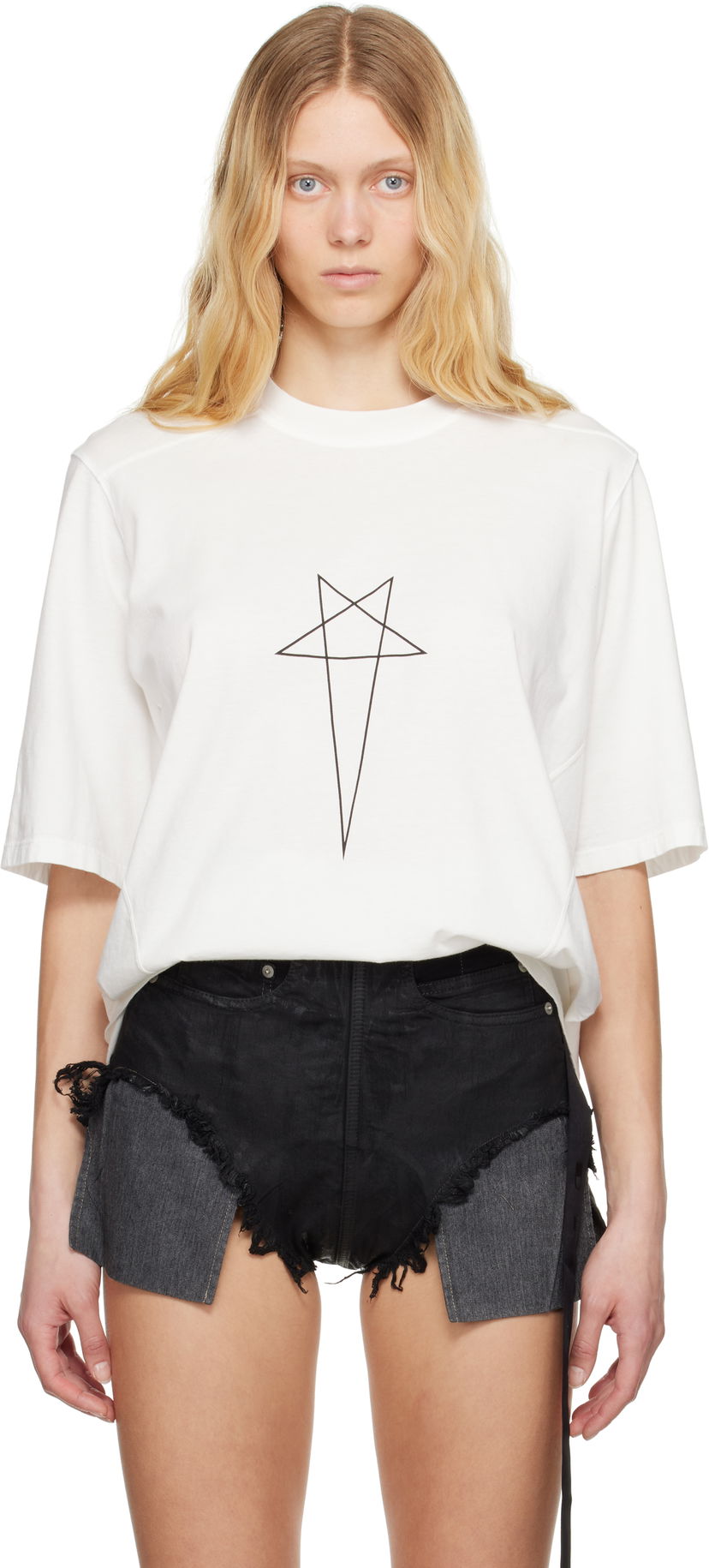 Majica Rick Owens Rick Owens DRKSHDW Hollywood Walrus T-Shirt Bela | DS01E3201 RNEP3