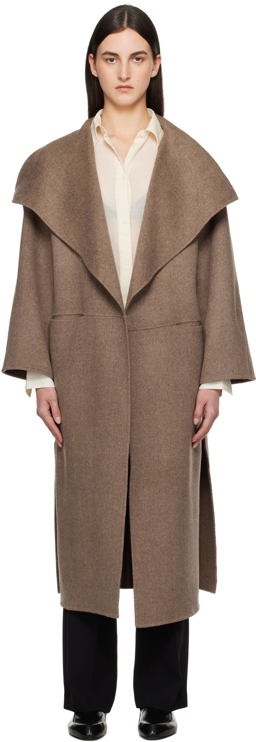 Plašči TOTEME TOTEME Signature Wool Cashmere Coat Rjava | 251-WRO885-FB0360