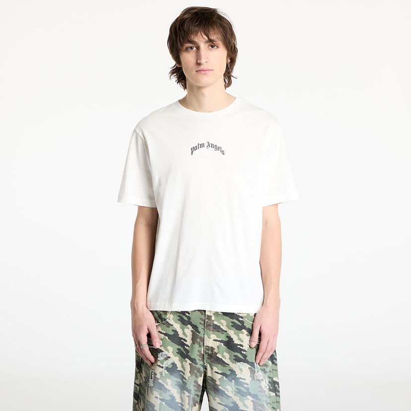 Majica Palm Angels Back Curved Logo Slim Tee Off White/ Black Bela | PMAA089S25JER0040310