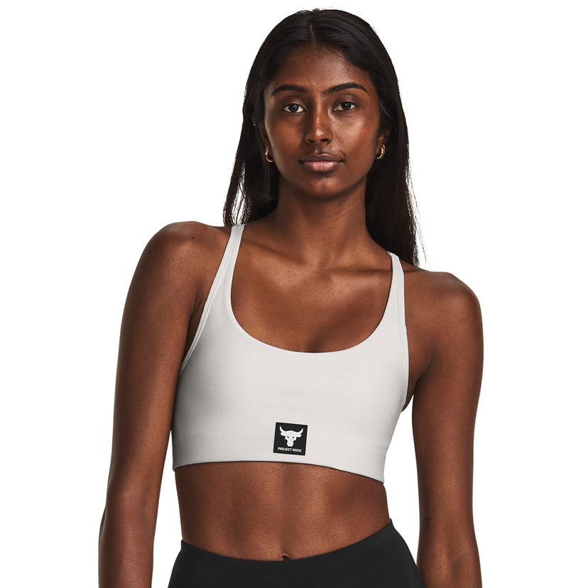 Modrček Under Armour Project Rock All Train Bra White Clay Bela | 1380181-114