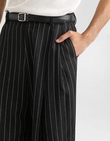 Hlače Dolce & Gabbana Dolce & Gabbana Pinstripe Linen-Blend Double Darts Pants Črna | GP10DTFR3F0S8053, 3