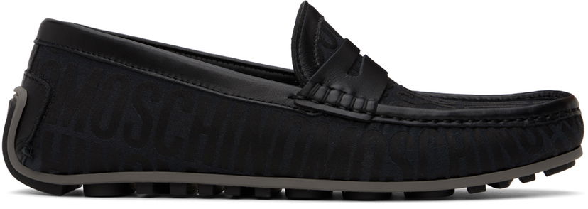 Oblačila Moschino Moschino Allover Logo Driving Loafers Črna | MM10040G1I