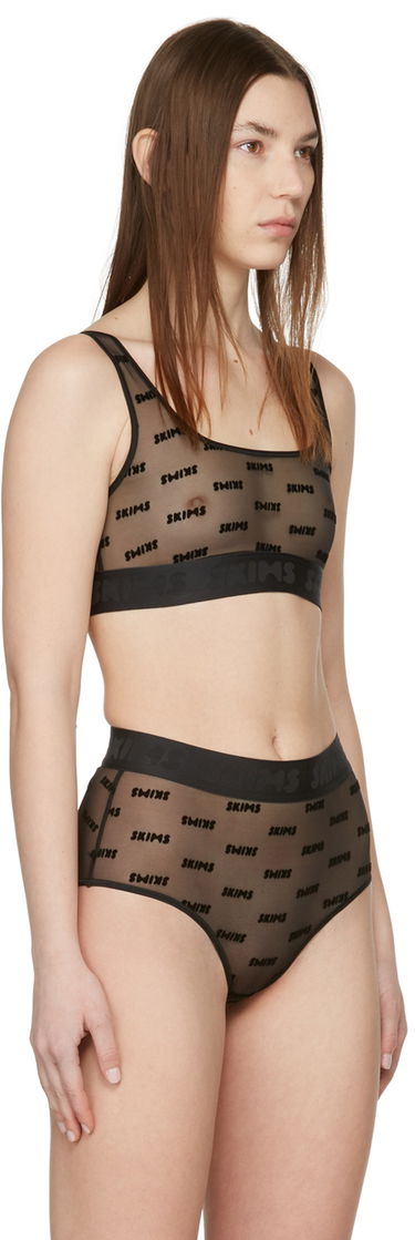 Modrček SKIMS After Hours Logo-Jacquard Mesh Bra Črna | BR-SCN-1312, 1