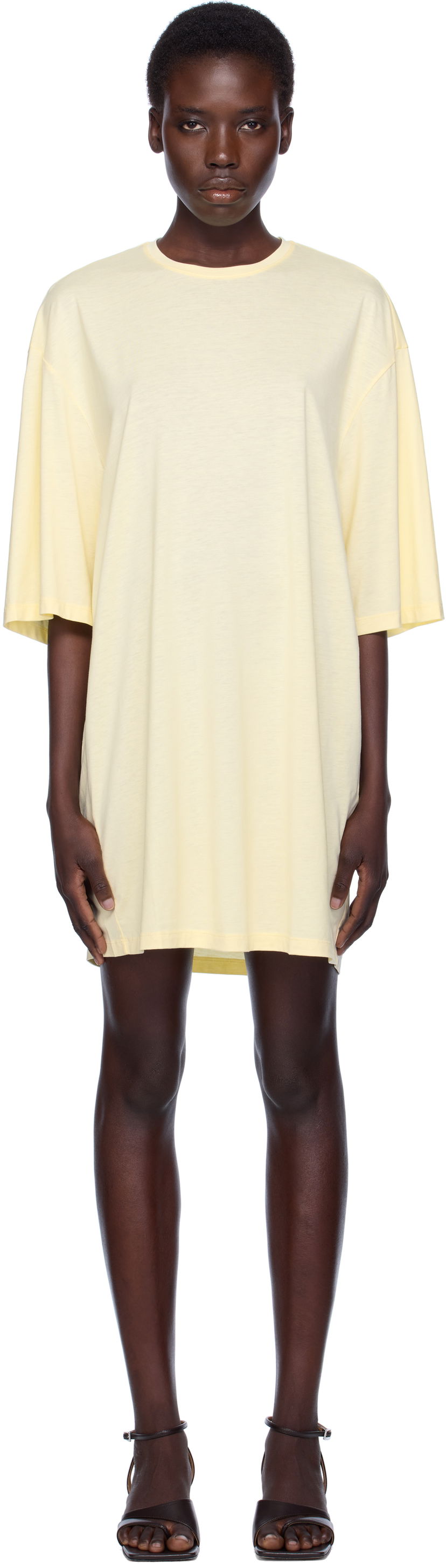 Obleke TOTEME TOTEME Relaxed Tee Minidress Rumena | 253-WRT0594-FB0419