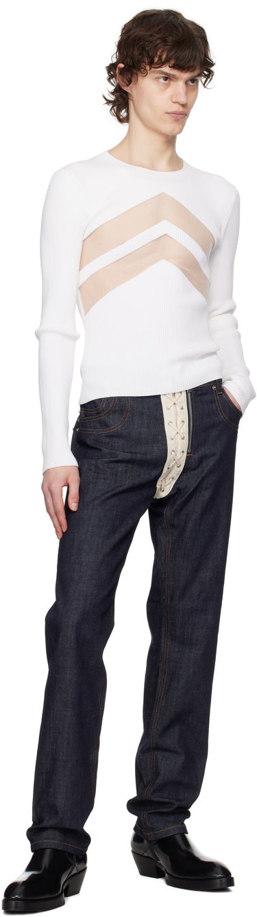 Pleteni pulover Jean Paul Gaultier Jean Paul Gaultier 'The Chevrons' Ribbed Sweater Bela | 25/33-F-TO265-M085-01, 3