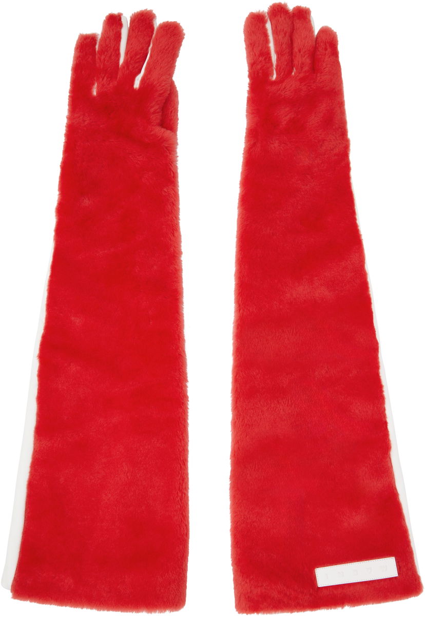 Rokavice Marni Marni Long Faux-Fur Gloves Rdeča | GNMC0052X0 ULM121