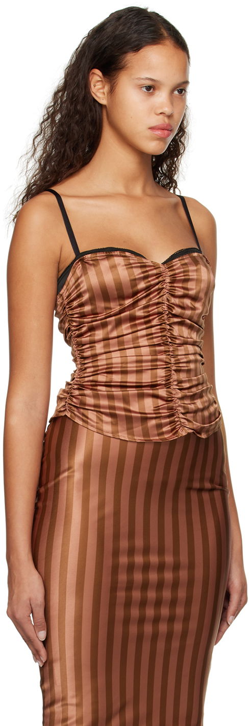 Majica brez rokavov Miaou Miaou Renzo Striped Tank Top Rjava | 7064SS3DVC, 1