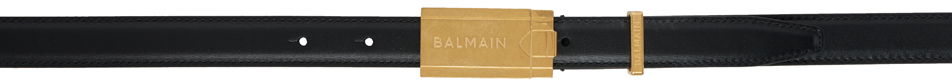 Pasovi Balmain Balmain Calfskin Plaque Belt Črna | DM0WJ041LSLX, 0
