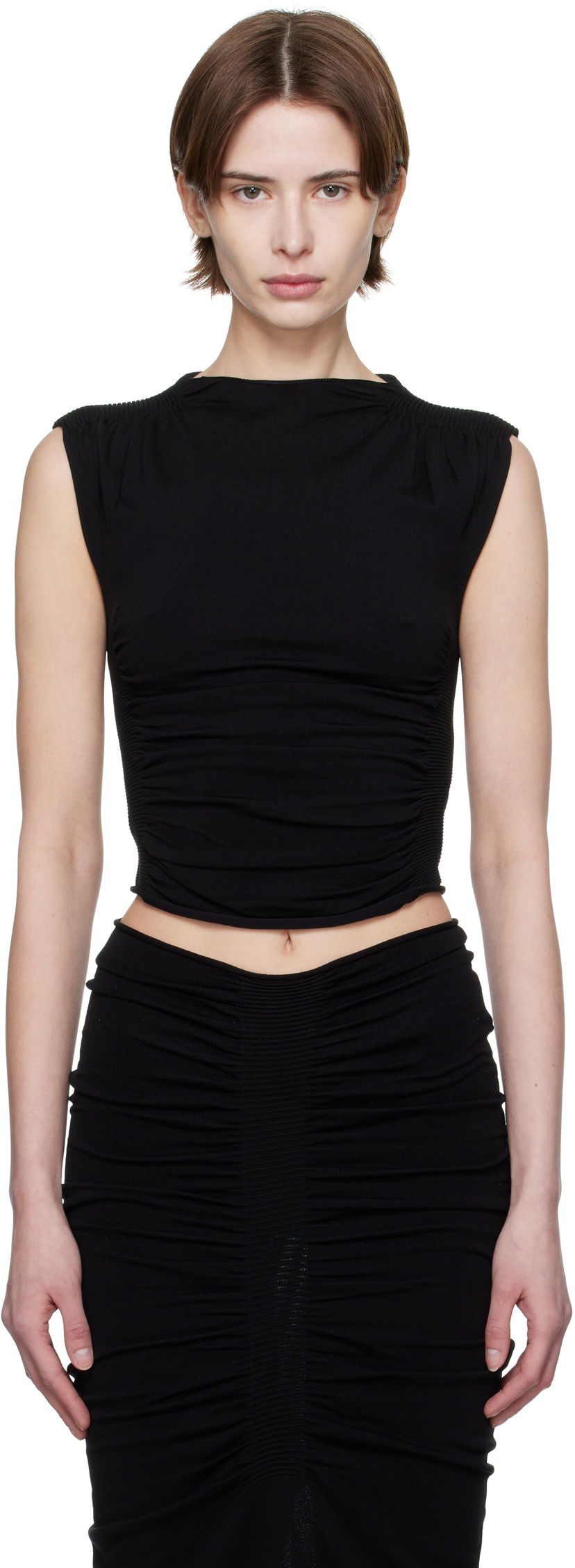 Majica brez rokavov Alexander Wang Alexander Wang Ruched Tank Top Črna | 1KC1251032