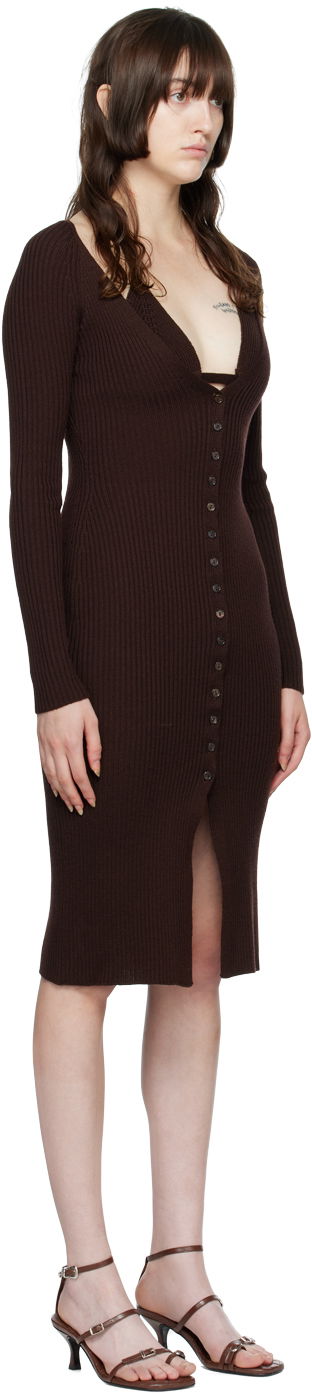 Obleke Blumarine Ribbed Button-Up Midi Dress Zelena | 2A210A, 4