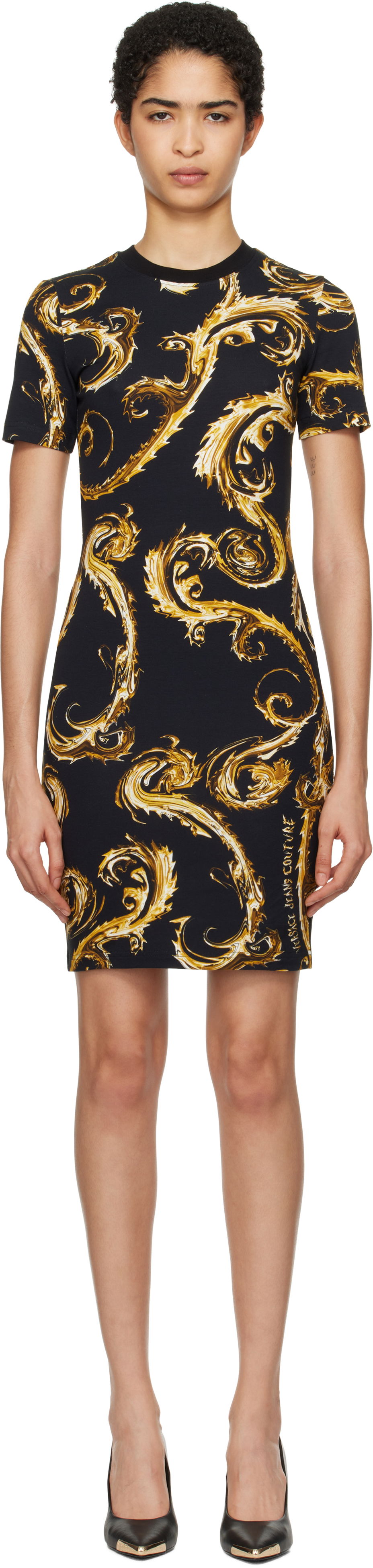 Obleke Versace Couture Print T-Shirt Minidress Črna | E77HAO939_EJS409, 0
