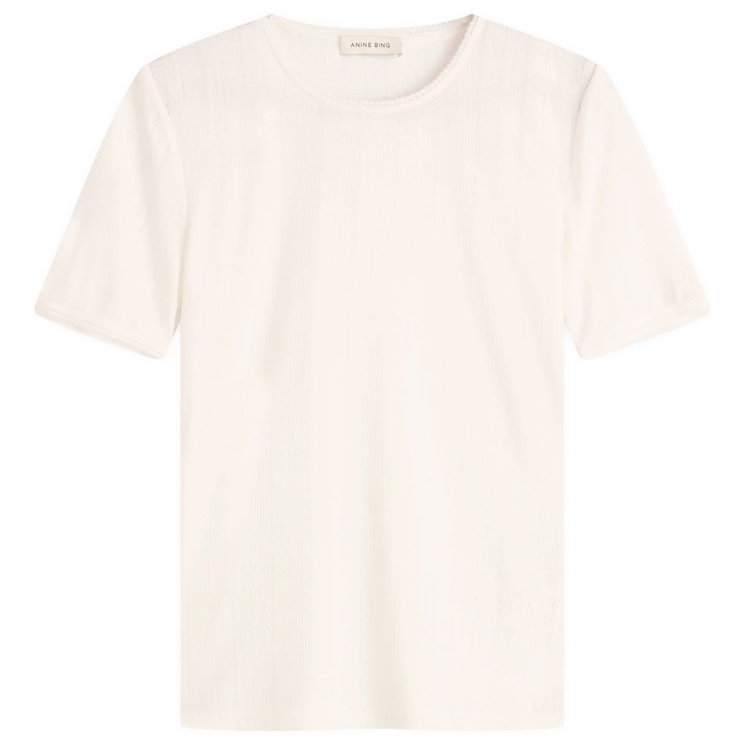 Majica Anine Bing Anine Bing Pia Pointelle T-Shirt, Size Large Bela | A-08-11200-OFW26, 1