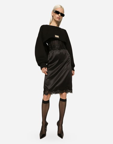 Krop-top Dolce & Gabbana Technical Jersey Sweatshirt With Cut-out And Tag Črna | F9P58THU7JWN0000, 1