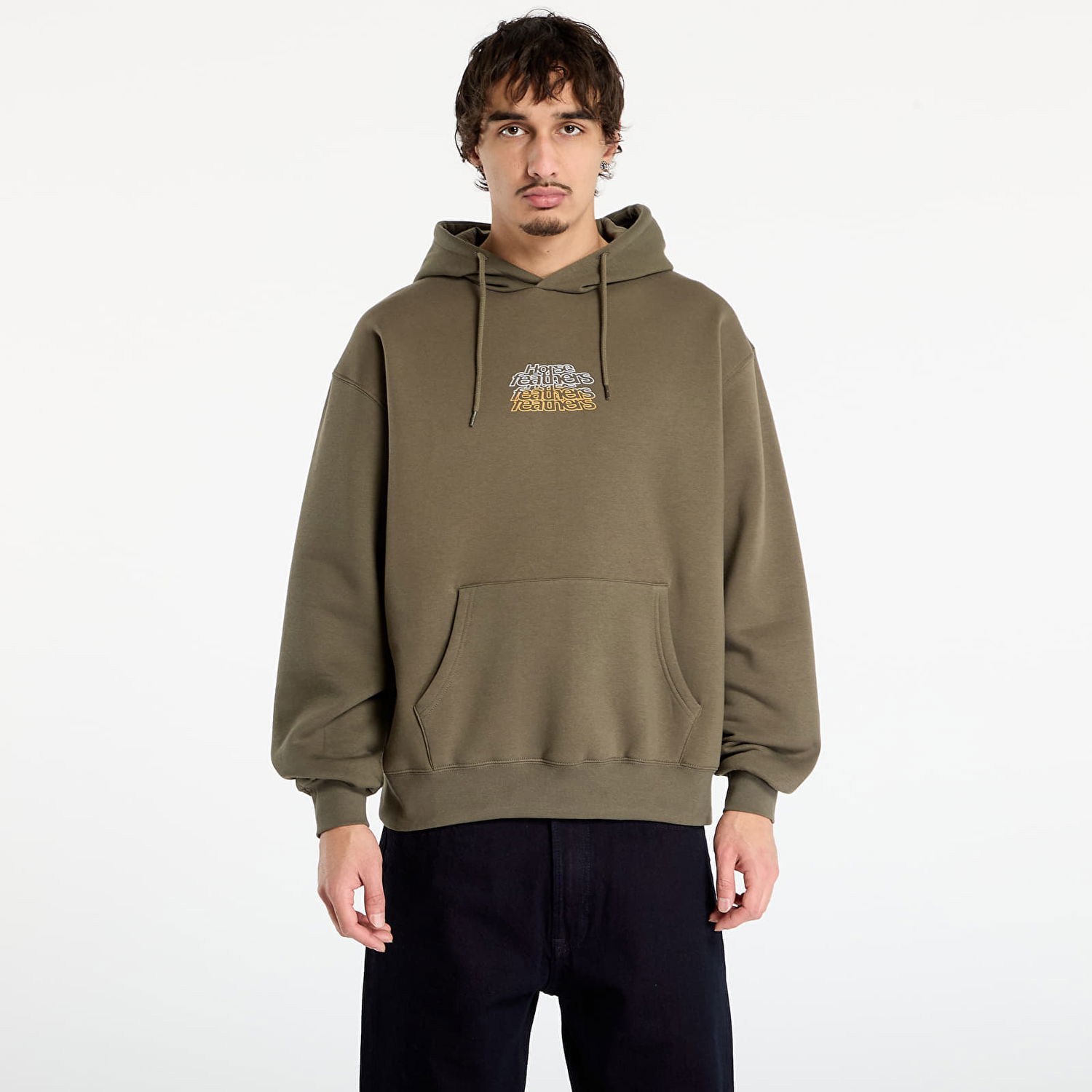 Pulover Horsefeathers Rollin Graphic Print Hoodie with Kangaroo Pocket Zelena | SM1388B, 0