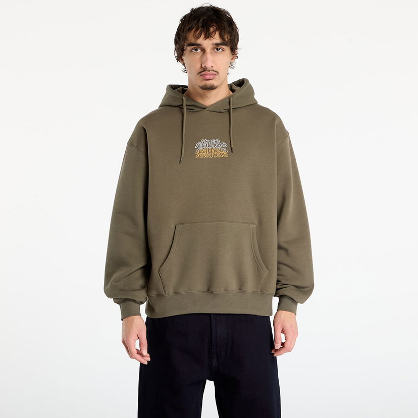 Pulover Horsefeathers Rollin Graphic Print Hoodie with Kangaroo Pocket Zelena | SM1388B