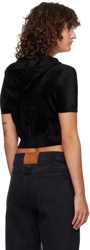 Pulover Alexander Wang Alexander Wang.t Cropped Velour Zip-Up Hoodie Črna | 4KC4243003, 2