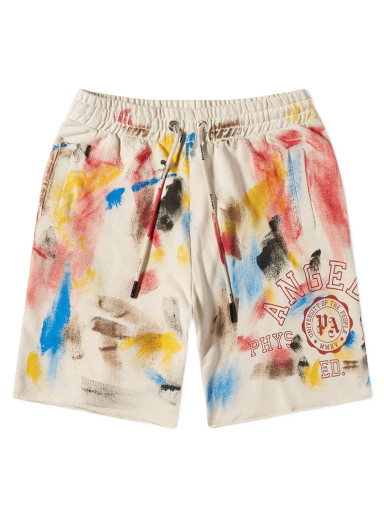 Kratke hlače Palm Angels Painted College Logo Sweat Short Bela | PMCI010S22FLE0070325