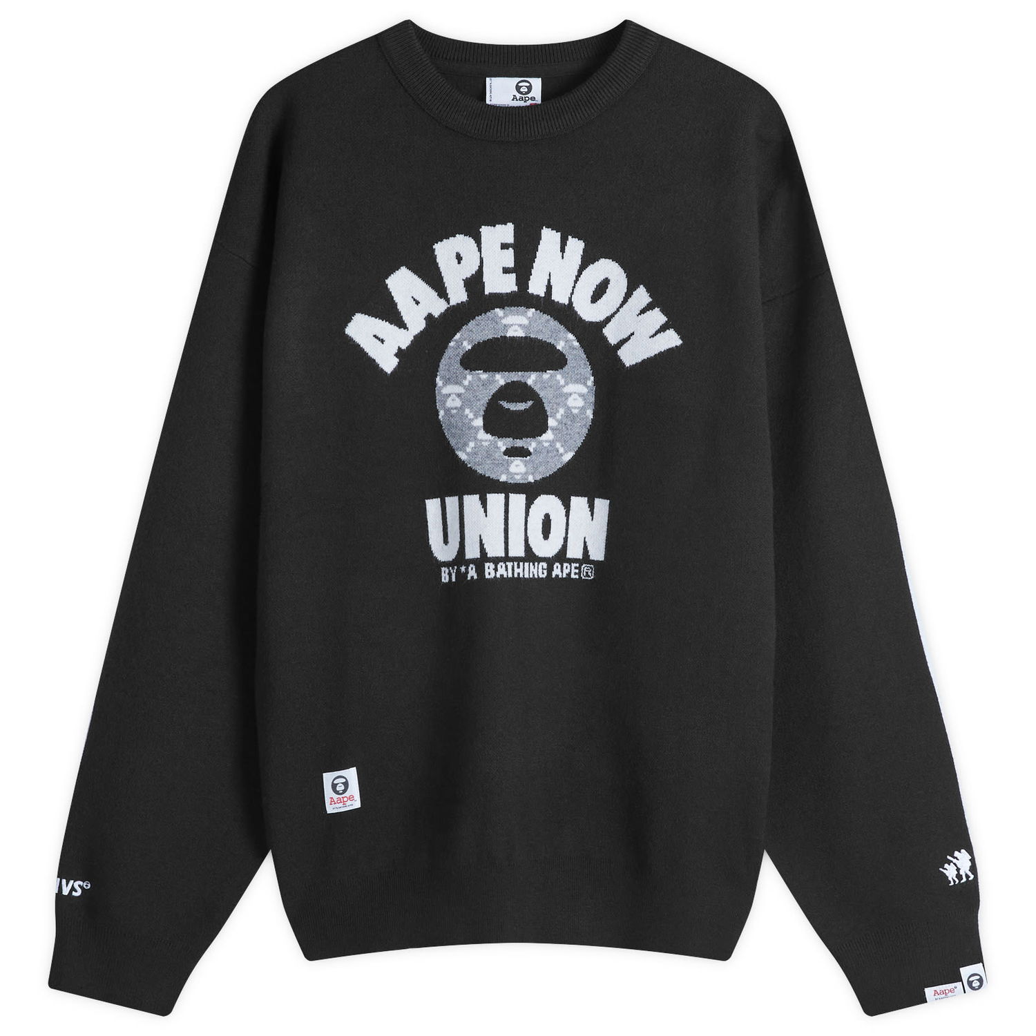 Pleteni pulover AAPE by A Bathing Ape AAPE Union Monogram Knit Sweater Črna | AAPKNMB370XXNBKX, 0