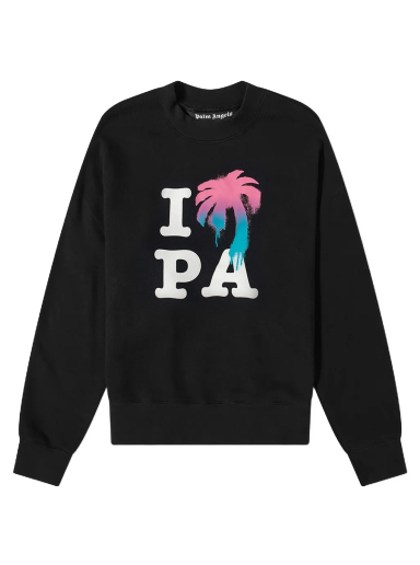 Pulover Palm Angels I Love PA Crew Sweat Črna | PMBA026S23FLE0021084