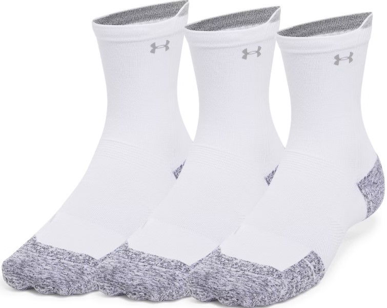 Nogavice Under Armour Run Cushion 3-Pack Crew Socks Bela | 1387043-101