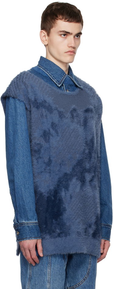 Pleteni pulover Feng Chen Wang Feng Chen Wang Landscape Painting Vest and Denim Jacket Set Modra | FUF16KT03, 1