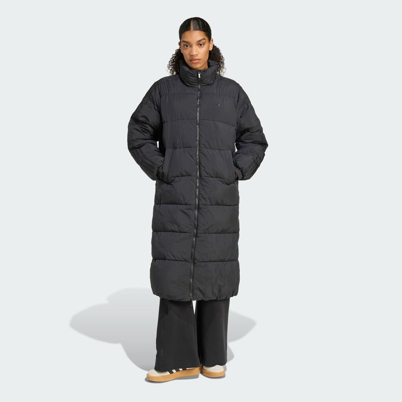 Plašči adidas Performance Adicolor Long Padded Jacket Črna | JX2957
