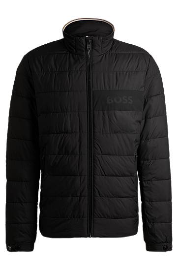Puhovka BOSS Regular-Fit Water-Repellent Jacket Črna | 50519237
