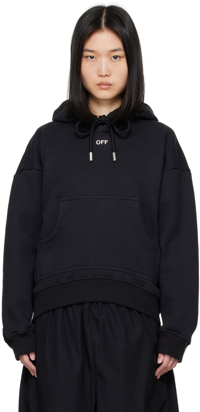 Pulover Off-White Black Off Stamp Round Hoodie Črna | OWBB061C99FLE0011001
