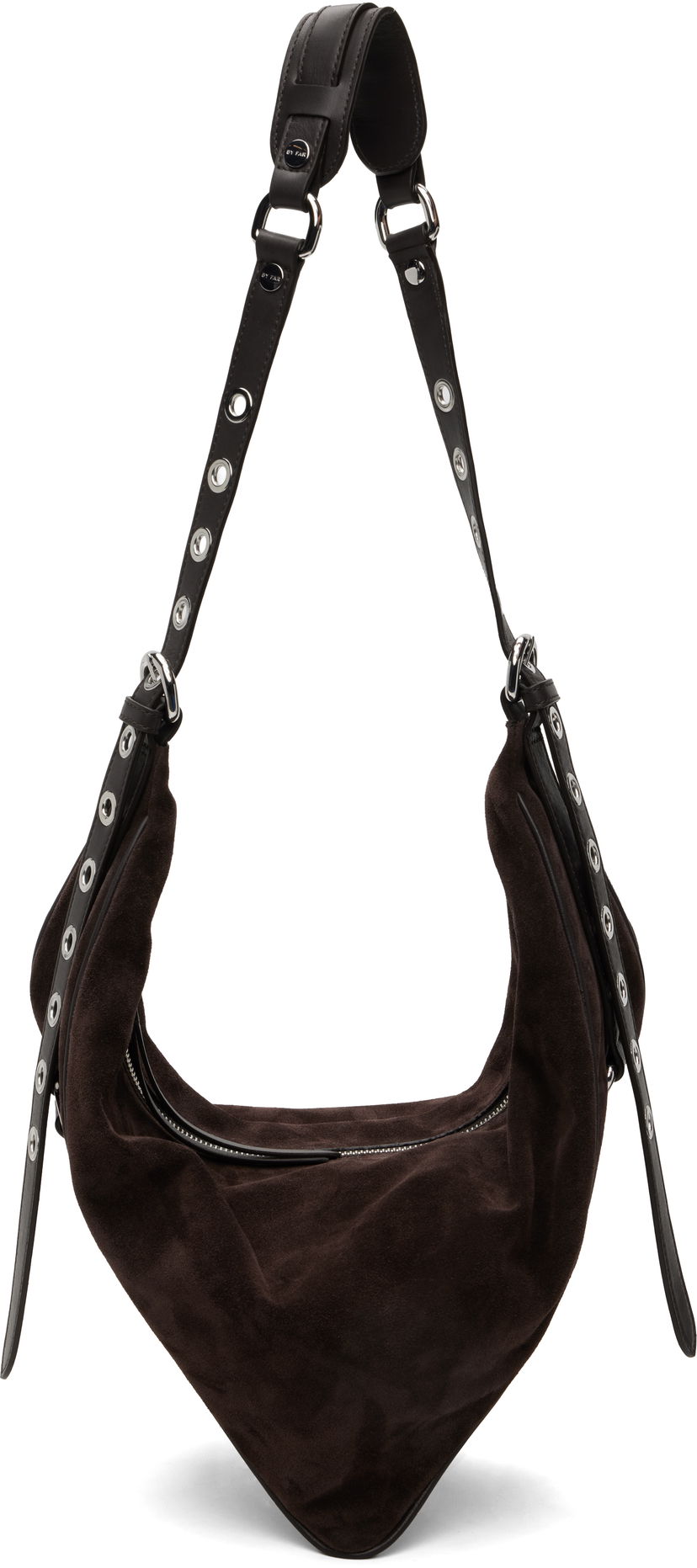 Torba za čez ramo BY FAR BY FAR Trayana Suede & Nappa Leather Shoulder Bag Rjava | MWBSB063MM050BR054PL