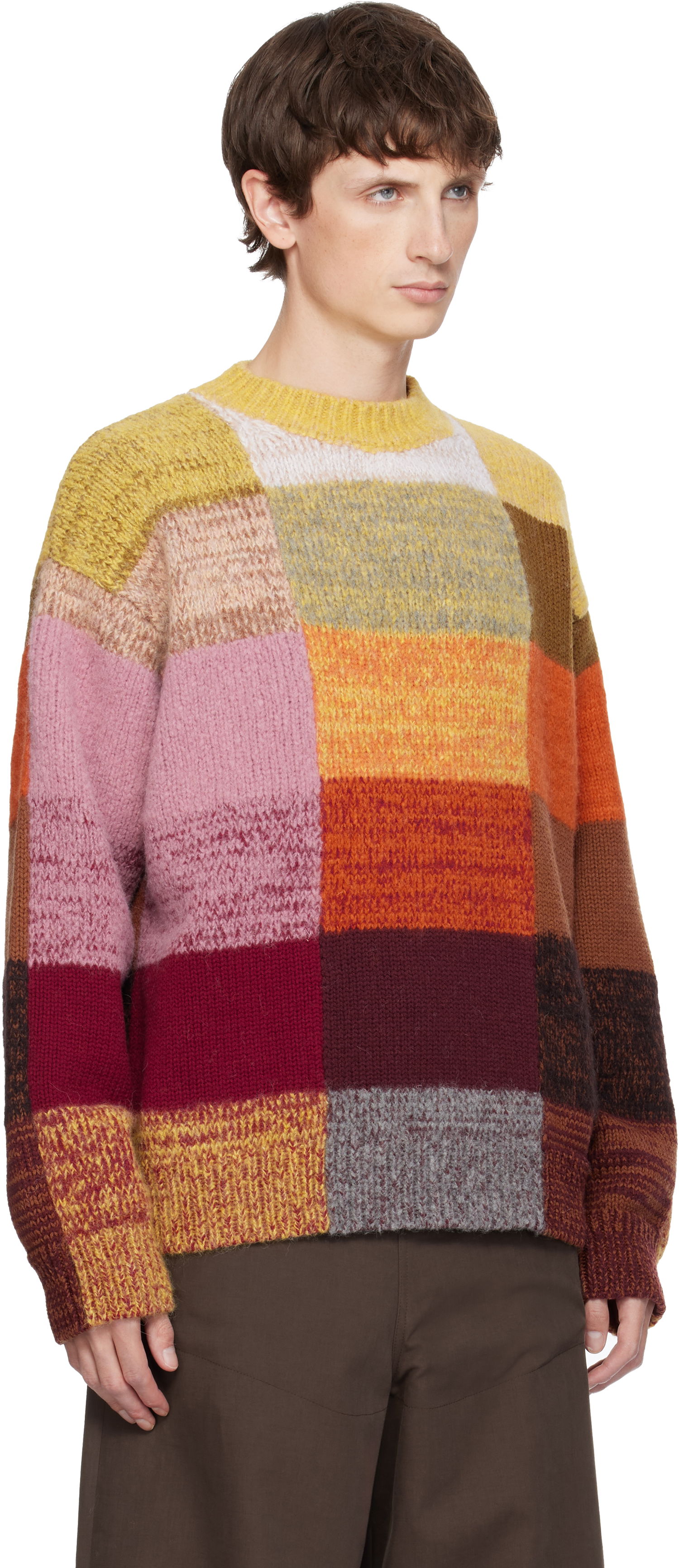 Pleteni pulover Dries Van Noten Dries Van Noten Patchwork Wool Sweater Večbarvna | 252-021234-2725, 1