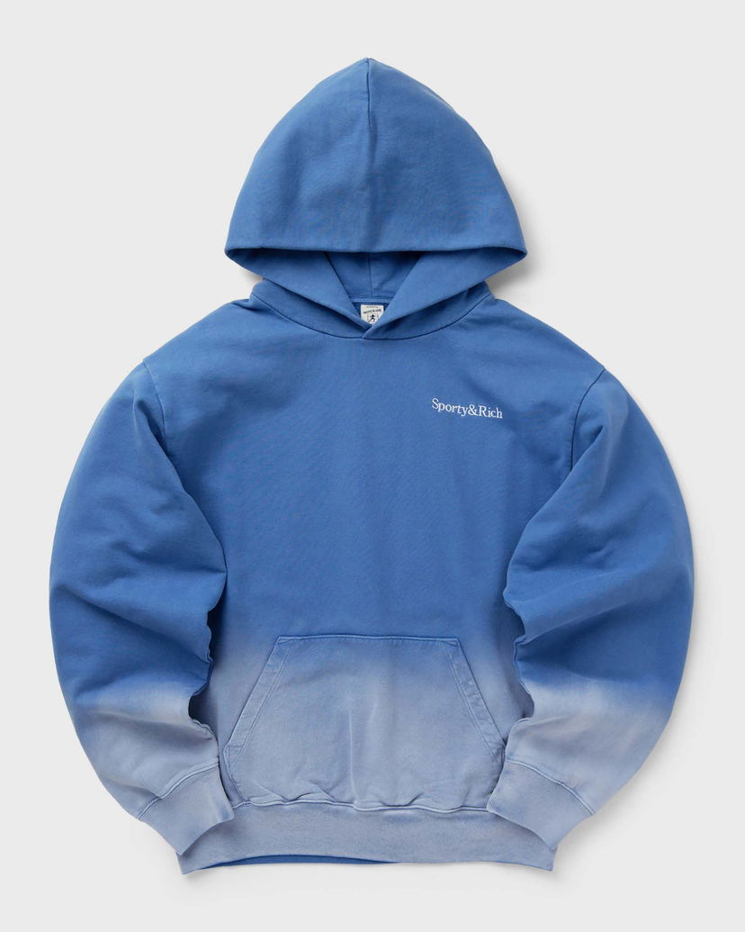 Pulover Sporty & Rich Serif Logo Embroidered Dip Dye Hoodie in L Modra | WS066S413SD