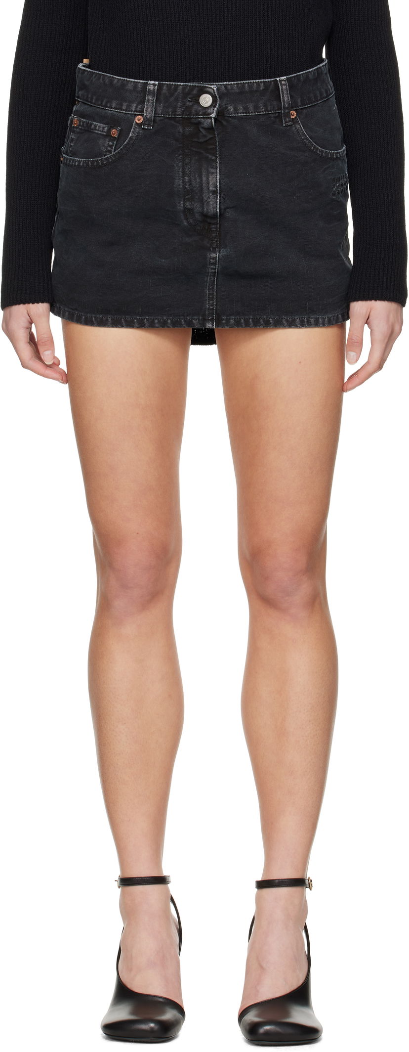Krila Maison Margiela MM6 Maison Margiela Twisted Denim Miniskirt Črna | S52MC0010 M35249