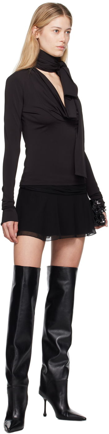 Krila Blumarine Blumarine Cowl Neck Long Sleeve Top Črna | A422C286A, 3