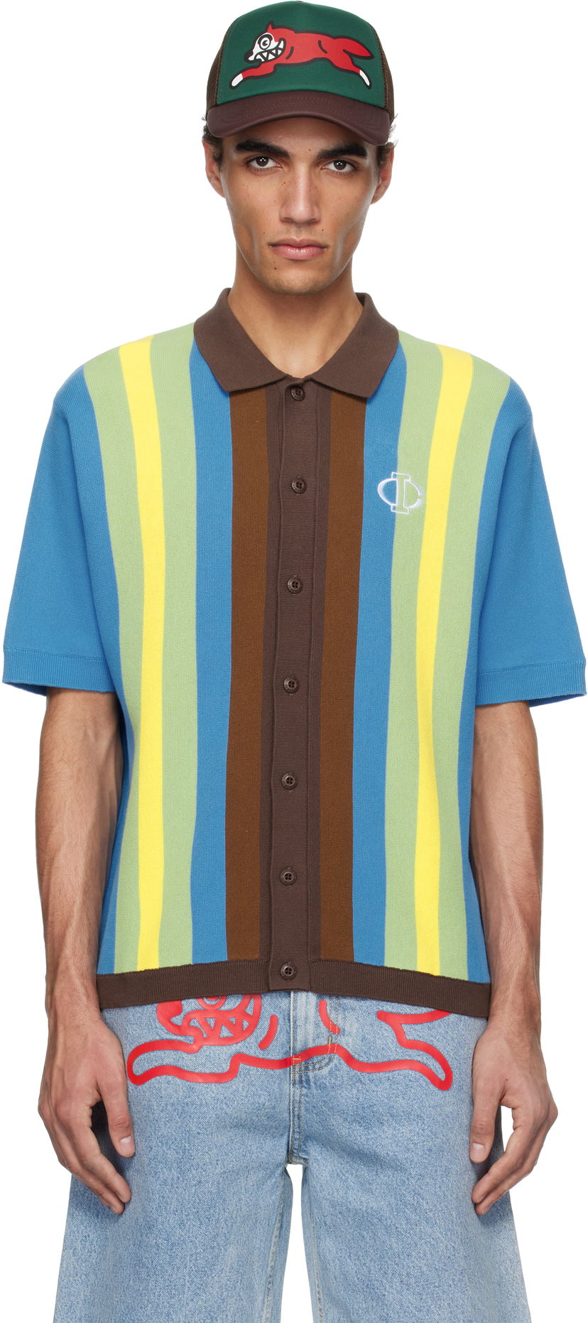 Pleteni pulover BBC IceCream ICECREAM Jacquard Knit Short Sleeve Polo Večbarvna | IC25124
