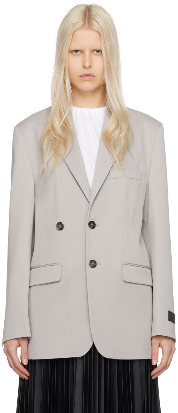 Plašči Maison Margiela MM6 Double-Breasted Blazer Siva | S52BN0130 S47848