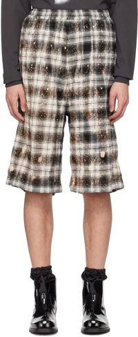 We11done Crinkled Check Shorts